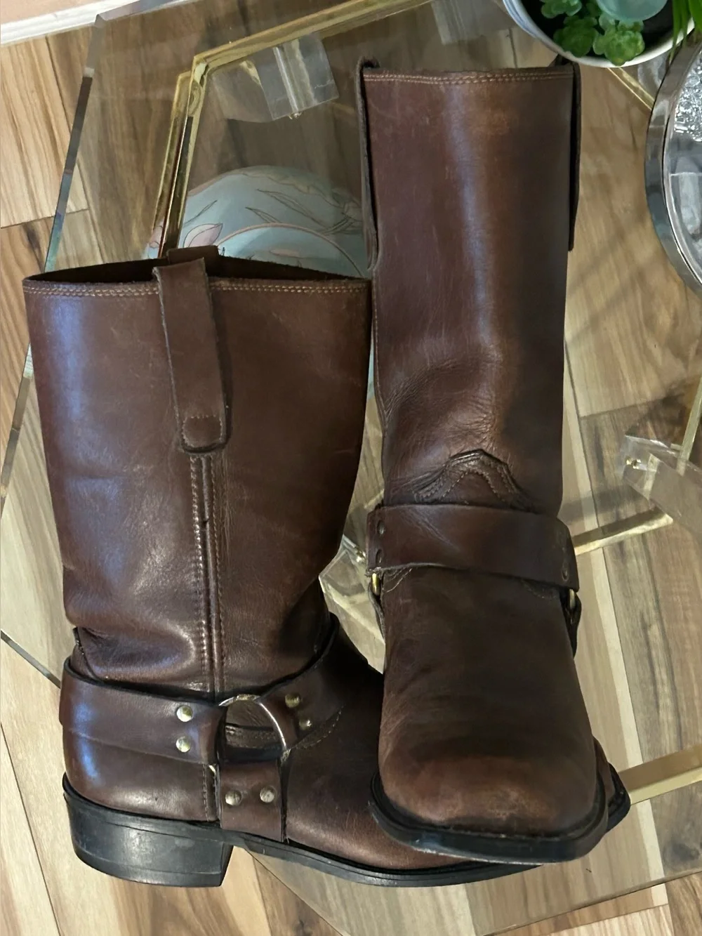 Vintage Sears Brown Leather Harness Boots Size 10.5